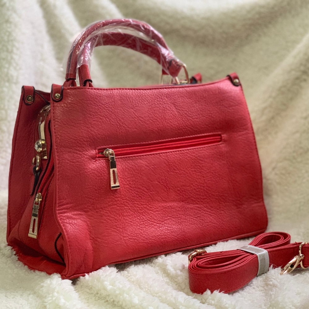 Red Vegan Faux Leather Purse